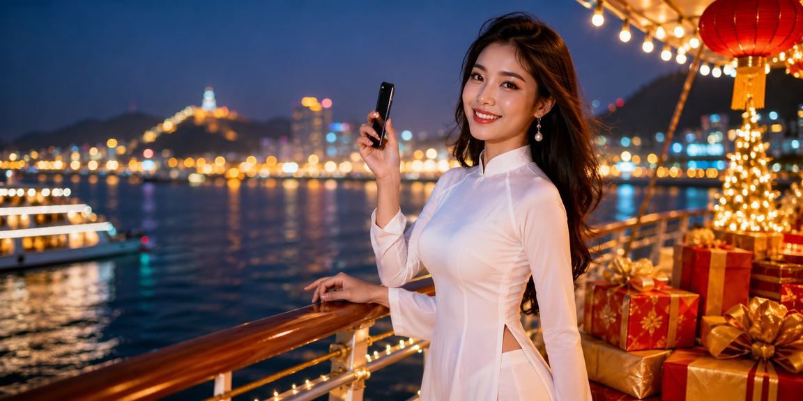 Cận cảnh người chơi thưởng thức live casino mới trong trang phục áo dài truyền thống tại Vũng Tàu
